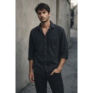 Drill Clothing Co Mens Black Long Sleeve Shirt XL Granola streetCasual Goth Glam